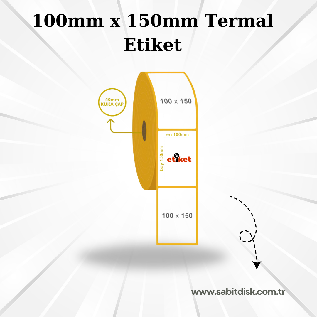 100x150 Termal Barkod Etiketi 300 Sarım (1 koli, 24 rulo)
